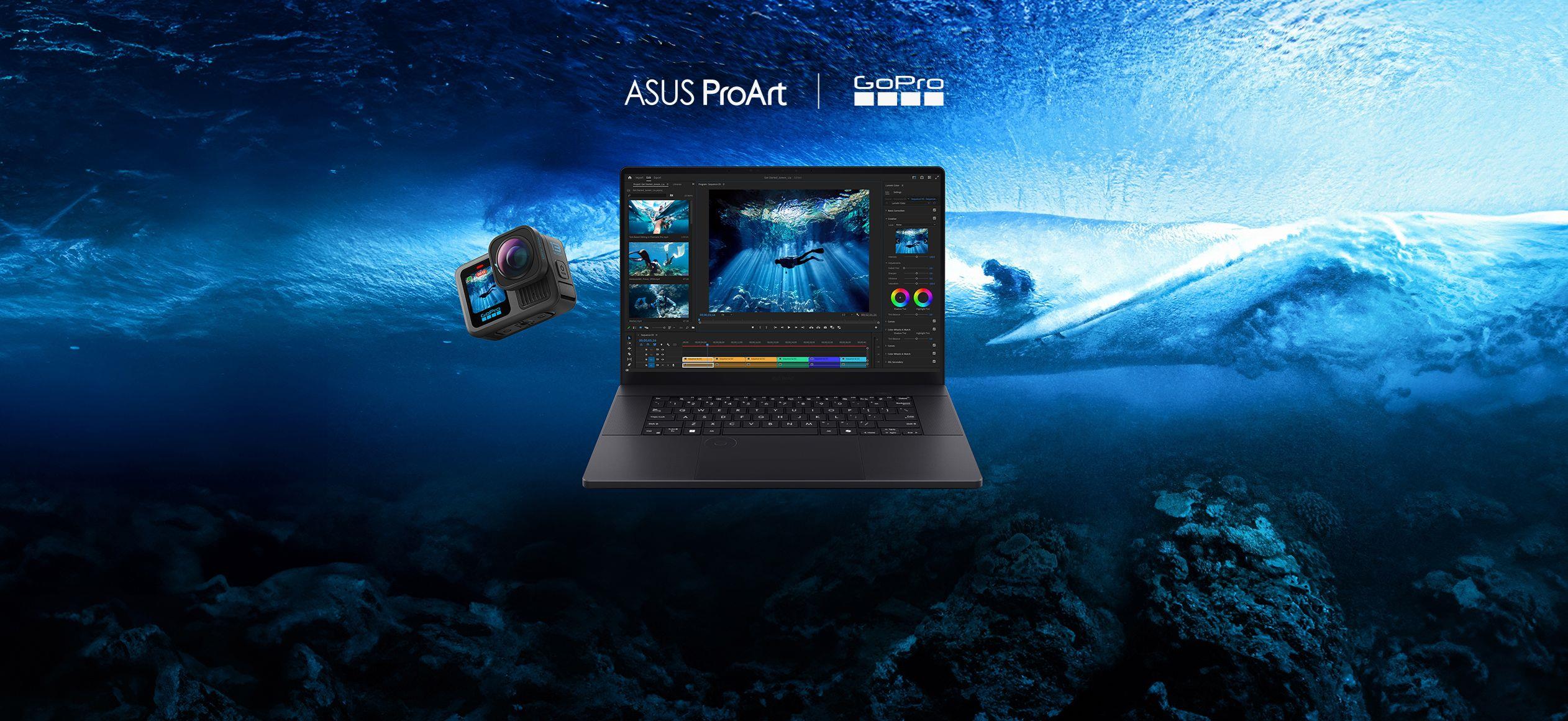 ASUS GoPro on a watery background